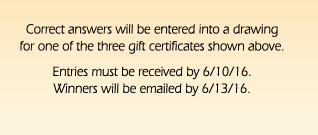 Contest answers will be entered for $100 restaurant gift certificate for Free Dinner in Orlando or Kissimmee!